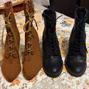 Forever 21 Women's Lace-Up Boots - Black and Brown
